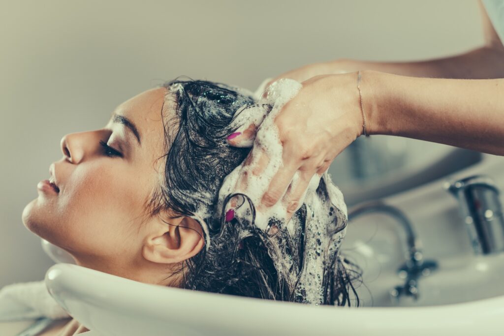 Washing hair in hair salon